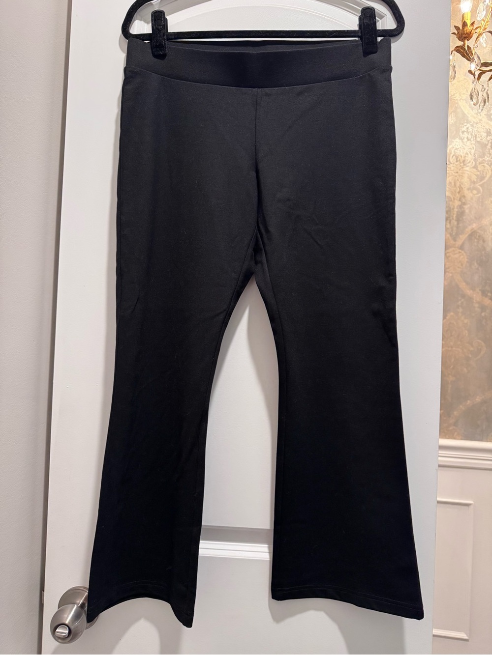CAbi Black Flared Ponte Knit Pants